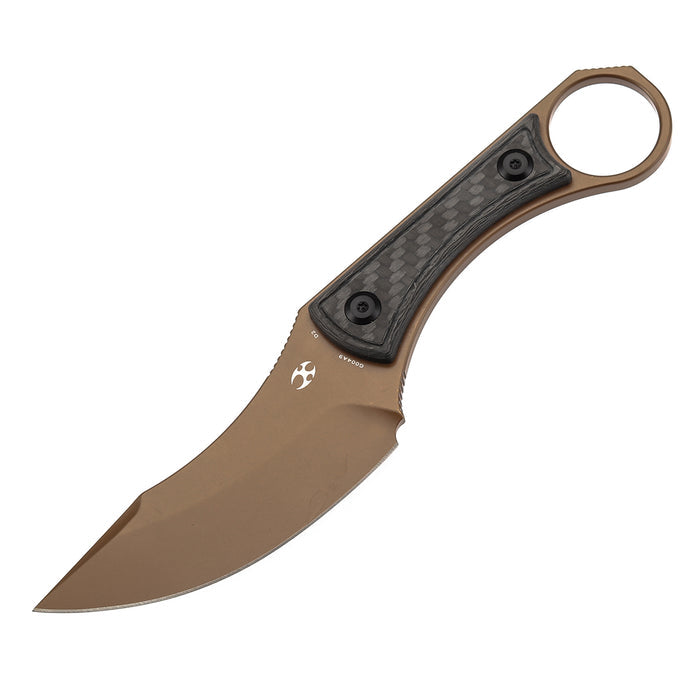 KANSEPT Niko G004A9 Rose Gold Coated D2 Blade Twill Carbon Fiber Handle Fixed Knife