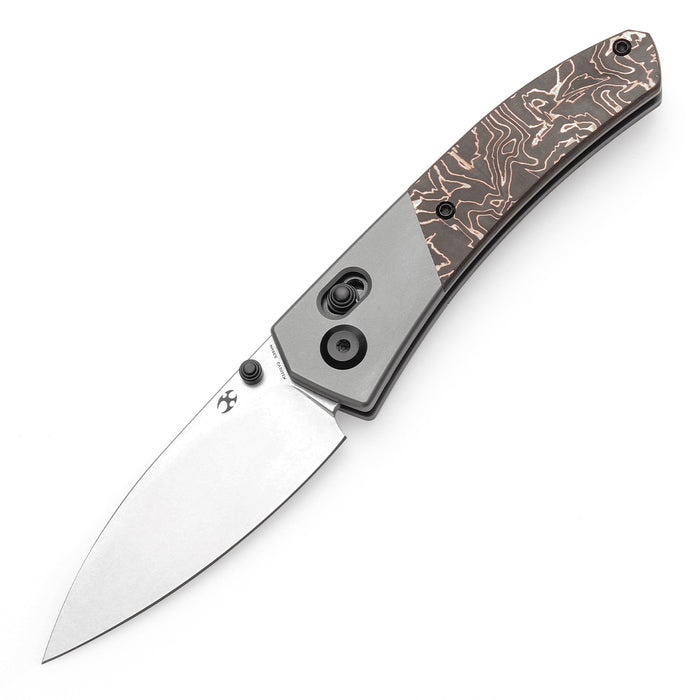 KANSEPT Dako K1101V2 CPM S35VN Blade Cross Bar Lock Titanium with Copper Carbon Fiber Handle