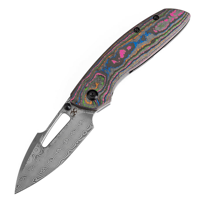 KANSEPT Link K1068A5 Damascus Blade Carbon Fiber Blackwash Titanium Handle Frame Lock