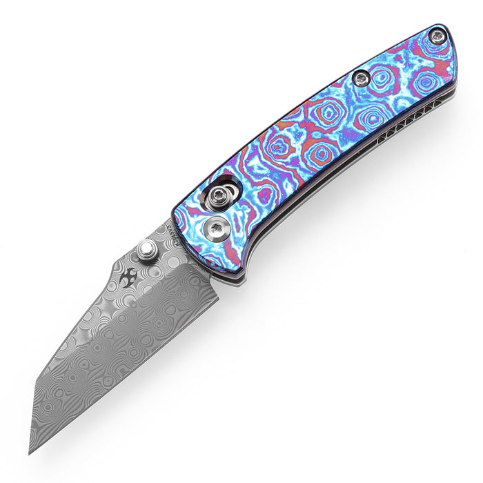 KANSEPT Little Main Street K2015V3 Damascus Blade Timascus Handle Cross Bar Lock