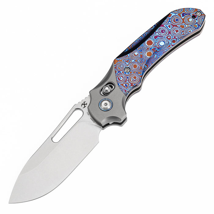 KANSEPT Quasar K1099V4 CPM 20CV Blade Titanium and Timascus Handle Cross Bar Lock