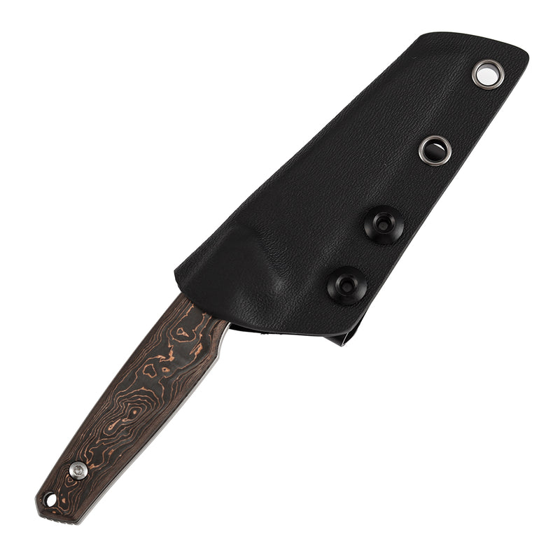 Kansept Parr G011A5 Damascus Blade Copper Carbon Fiber Handle Fixed Blade Knife