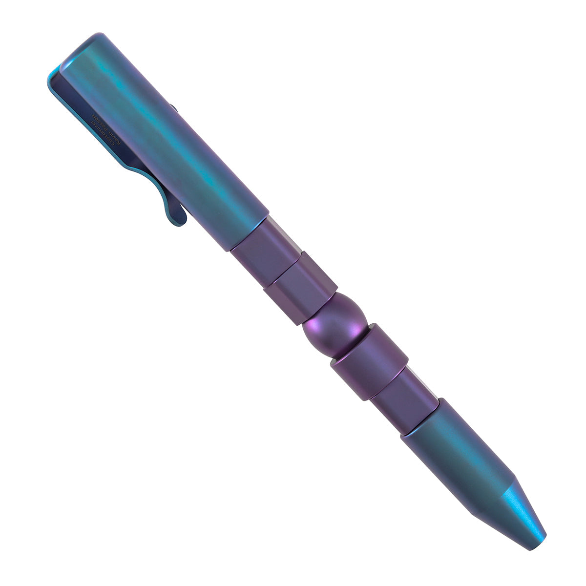 Kansept Titanium EDC Bolt-Action Pen Customizer G013P5– Blue Titanium & Purple Rotable SHAPES with with Viking Pattern