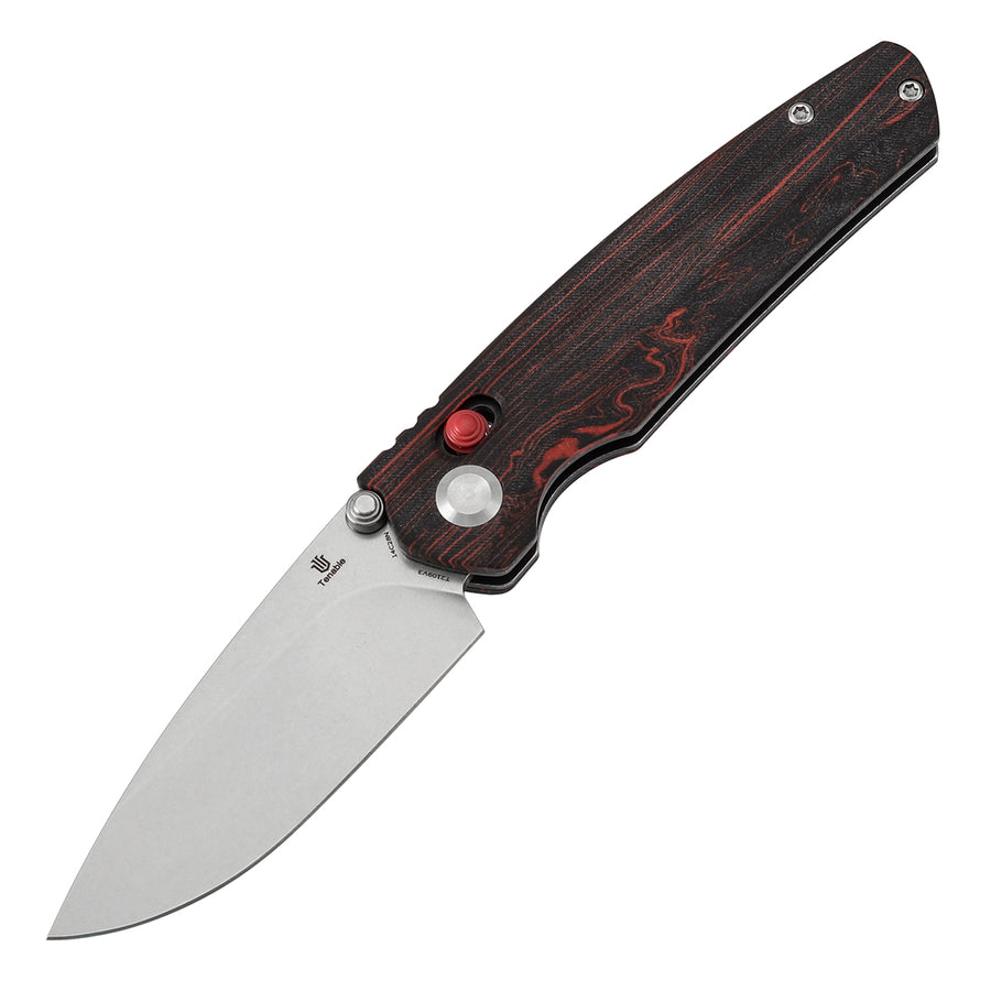 Tenable Raven T2109V3 14C28N Blade Red and Black G-mascus Handle Cross Bar Lock Folding Knife
