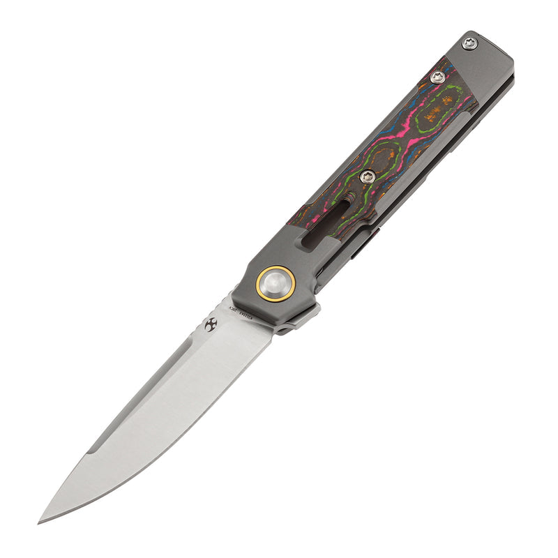 Kansept Kitpu K2123A3 CPM-20CV Blade Titanium with 80S Camocarbon Handle Frame Lock Knife