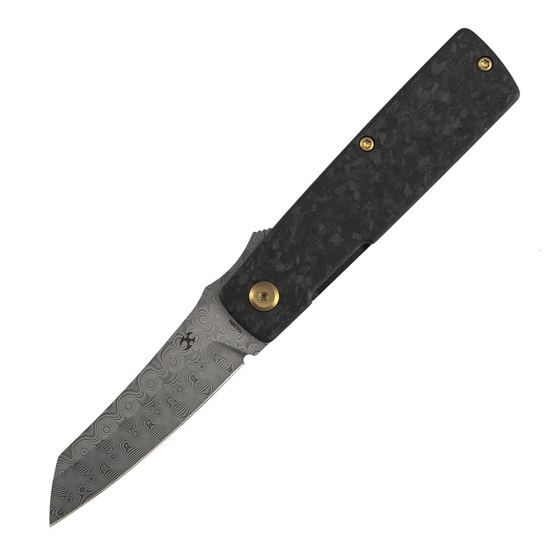 Kansept Higonokami T2135A1 Damascus Blade Shred Carbon Fiber Handle Liner Lock Folding Knife
