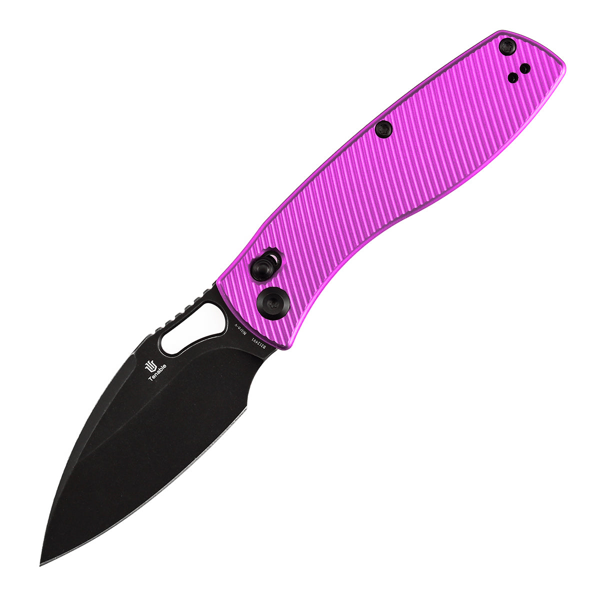 Tenable Heron B2124V1 Nitro-V Blade Purple Aluminum Handle Crossbar Lock Folding Knife