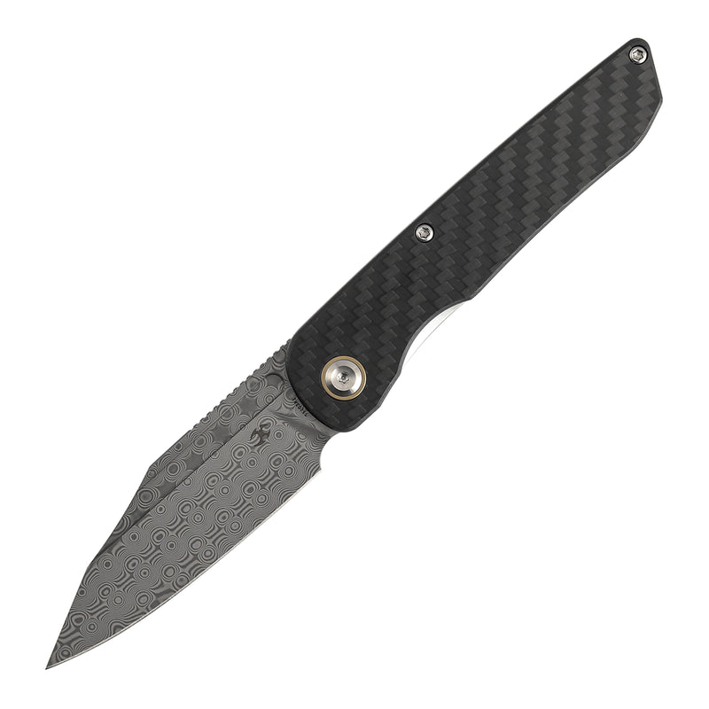 Kansept Nettle T1103A1 Damascus Blade Twill Carbon Fiber&G10 Handle Liner Lock Folding Knife