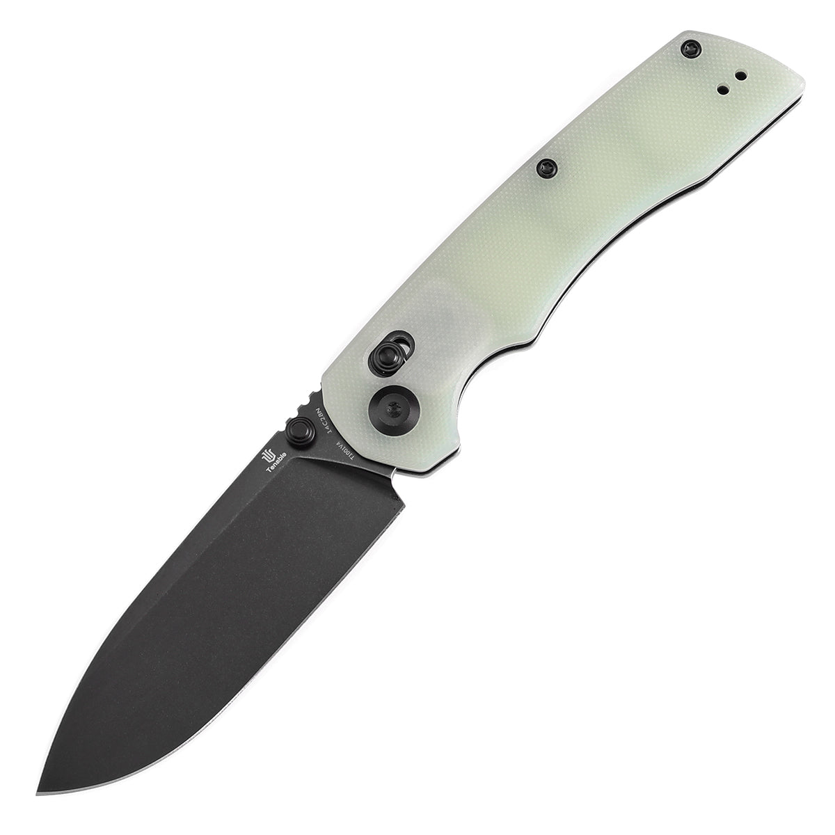 Tenable Kryo T1001V4 Blackwash 14C28N Blade Jade G10 Handle Crossbar Lock Folding Knife