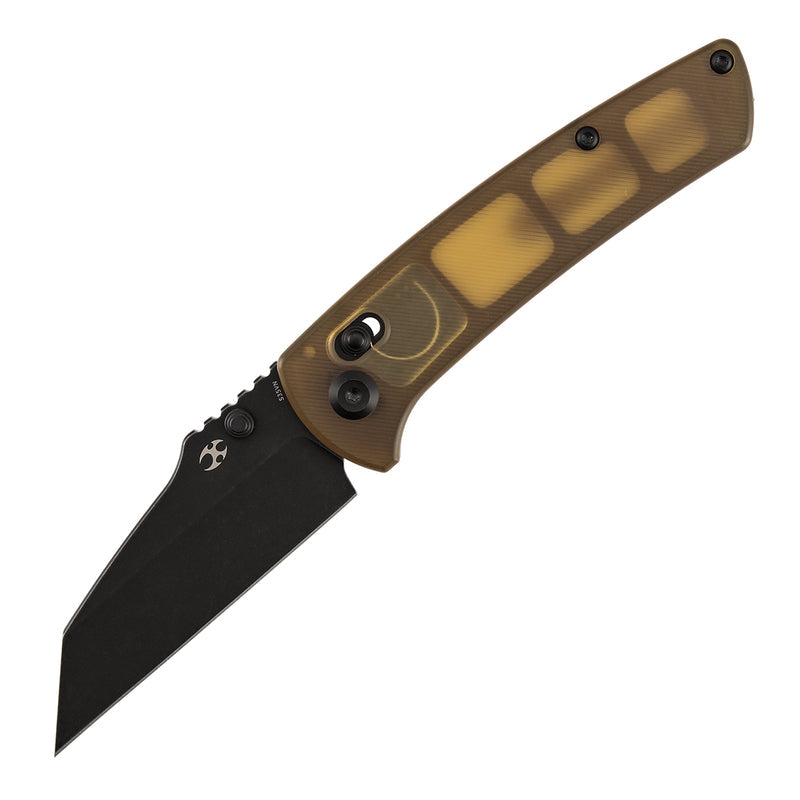 Kansept Main Street K1015V4 CPM-S35VN Blade Amber PEI Handle Crossbar Lock Folding Knife