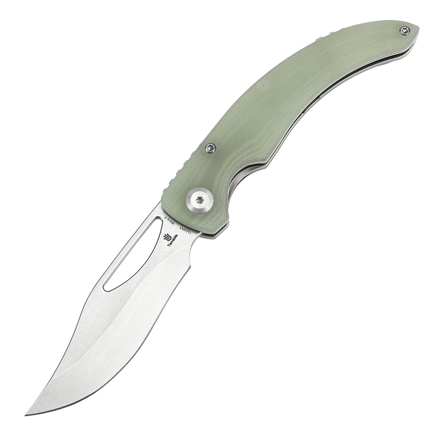 Tenable Gideon T1119A3 Stonewashed Nitro V Blade Jade G10 Handle Folding Knife Liner Lock