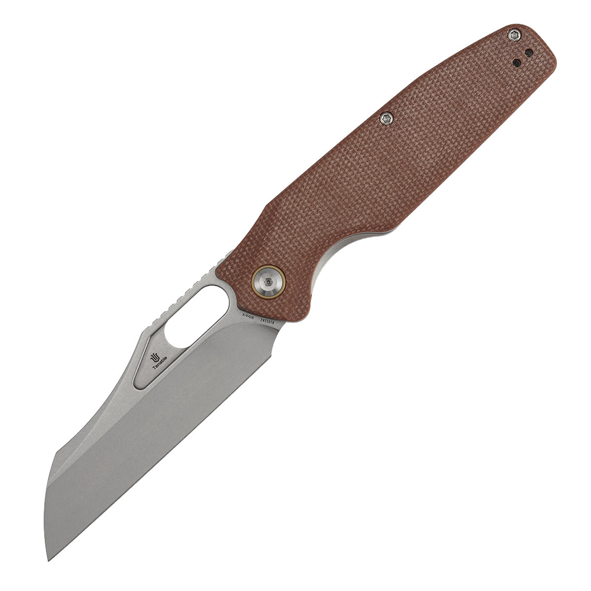 Tenable Tuckamore B1052A2 Stonewashed Nitro-V Blade Brown Micarta Handle Liner Lock Folding Knife