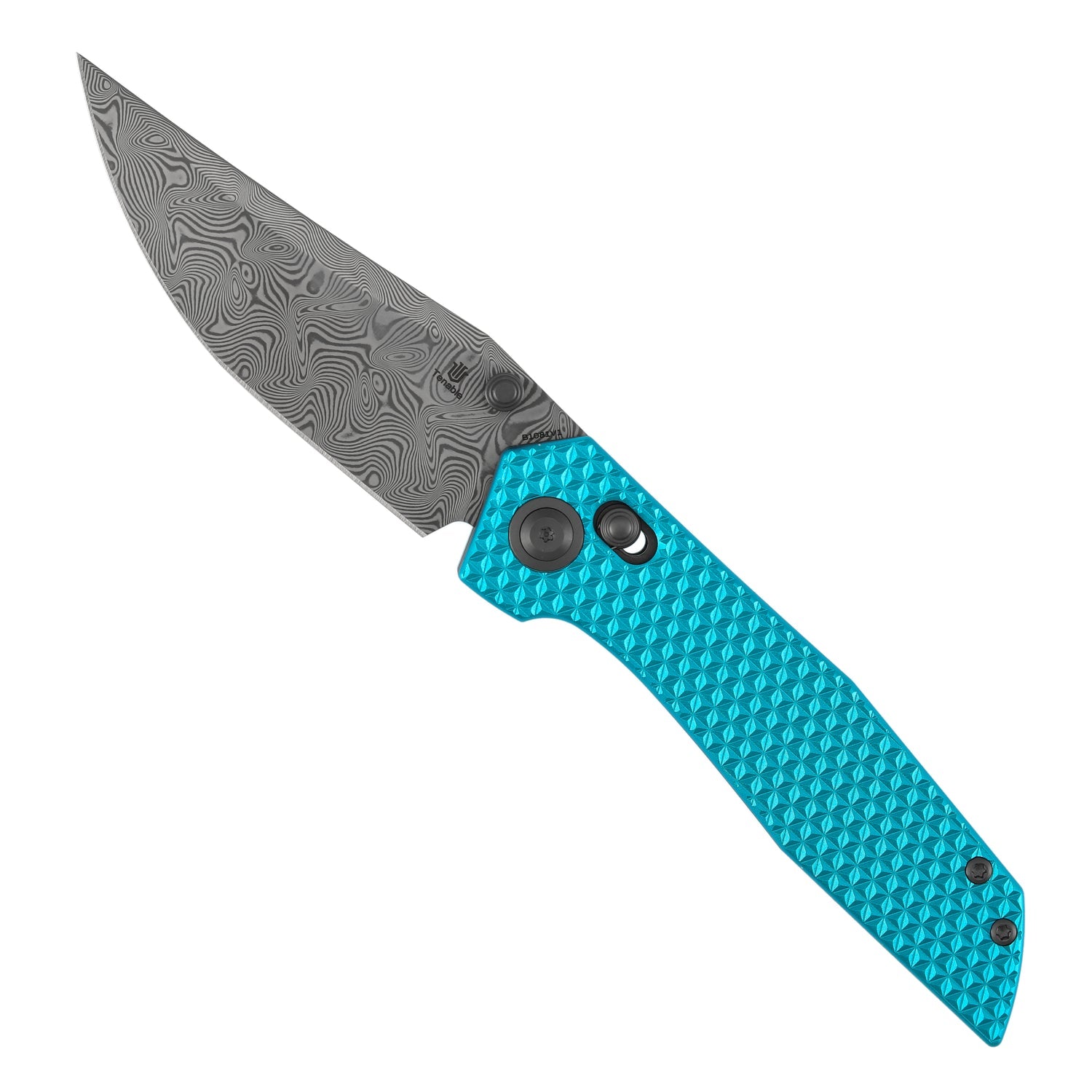 Tenable Deadite B1081V1 Water Ripple Damascus Blade Aluminum Handle Crossbar Lock Folding Knife