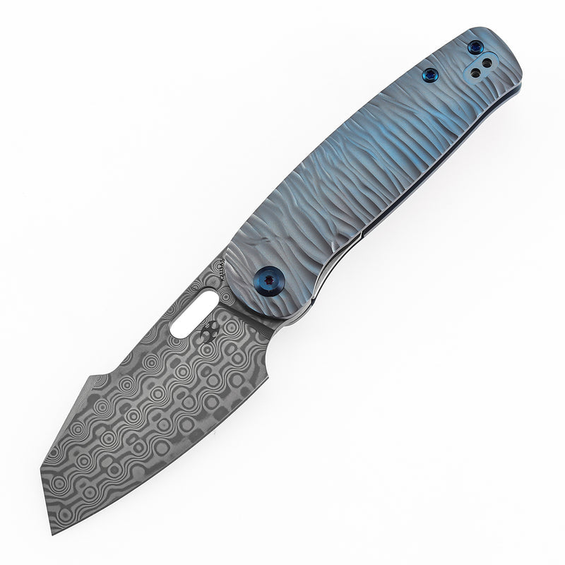 Kansept Orlok K2111A5 Damascus Blade Titanium Handle Nested Liner Lock Folding Knives