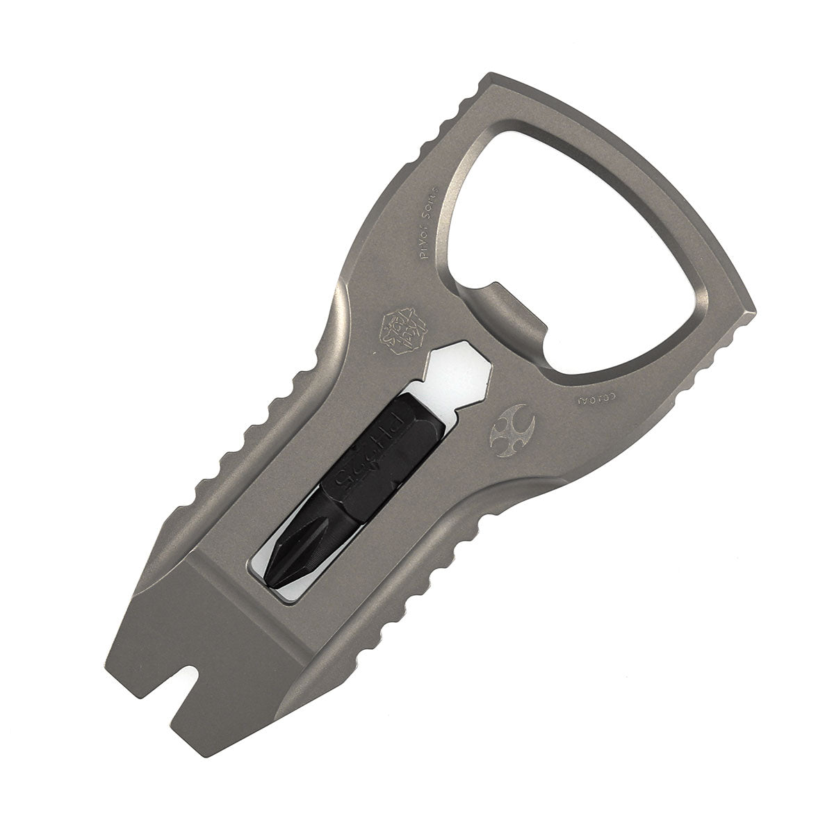 Kansept EDC PryofSorts C010A1 EDC Multi-Tool Beadblasted Titanium Bottle Opener, Pry Bar & Screwdriver