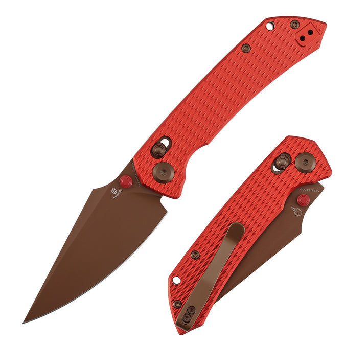Tenable Fenrir T1034V17 Rose Gold Nitro-V Blade Red Anodized Aluminum Handle Crossbar Lock Folding Knife