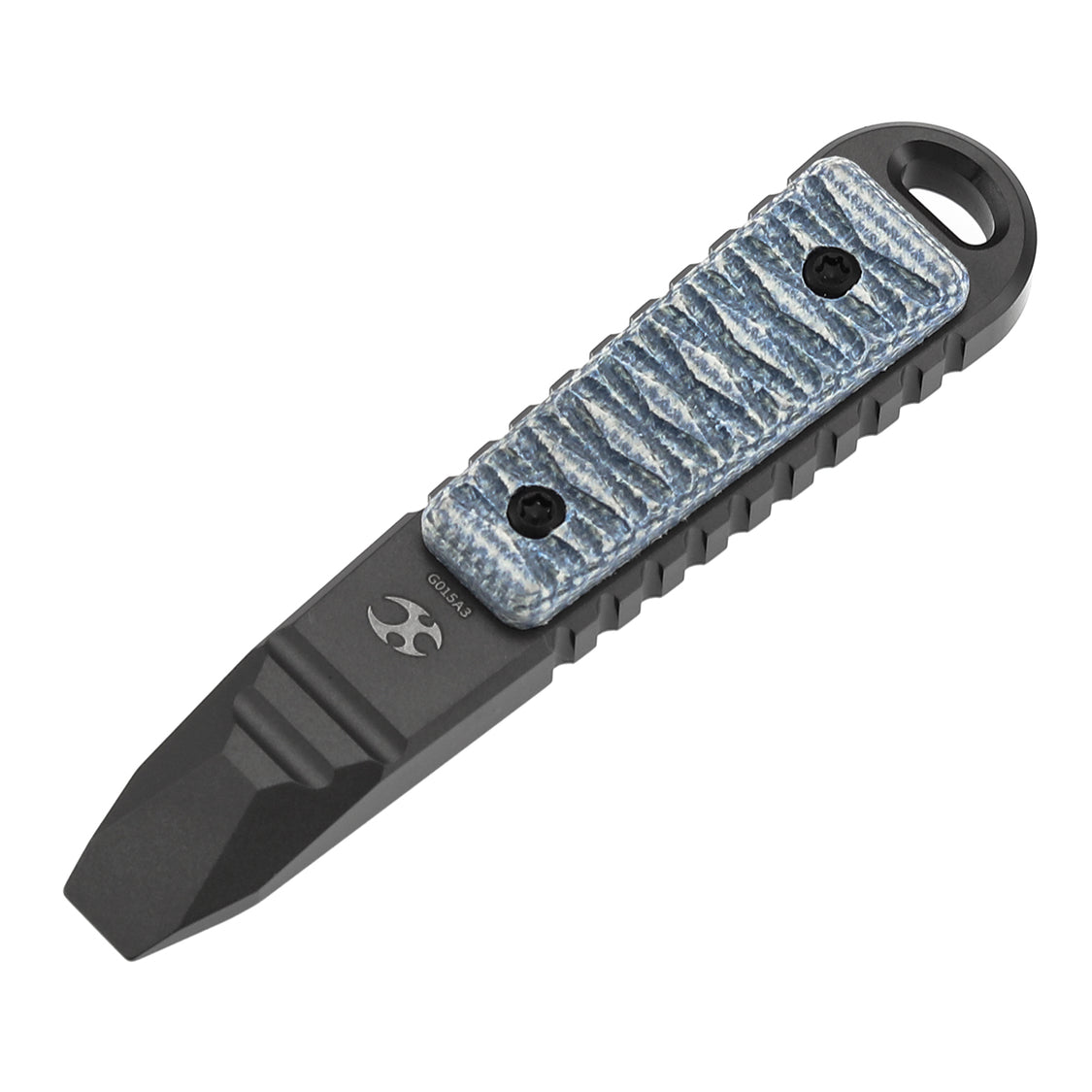 Kansept Kursor G015A3 Grey Anodized Titanium+Blue Micarta with Tsukamaki EDC Tool