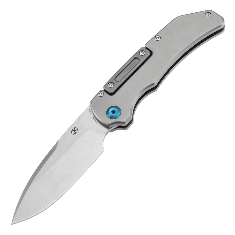 Kansept Hazard K1104H1P CPM-S35VN Blade Stonewashed Titanium Handle with training unsharpened blade Bali Lock Folding Knife