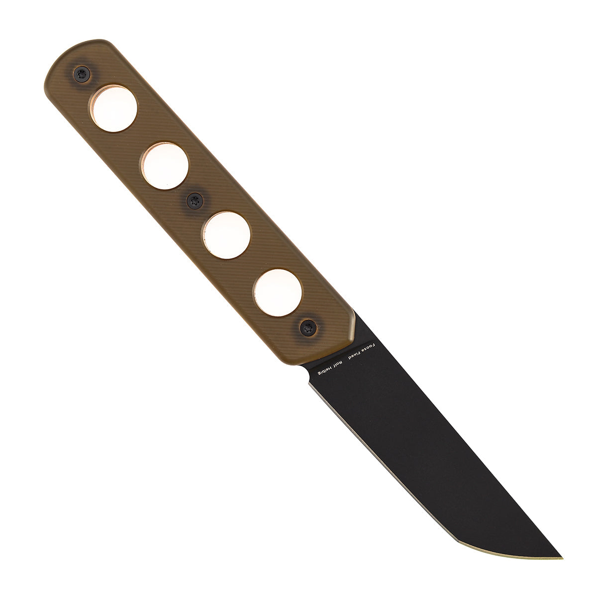 Tenable Foosa G2020A3 Blackwash D2 Blade Amber PEI Handle Fixed Blade Knife