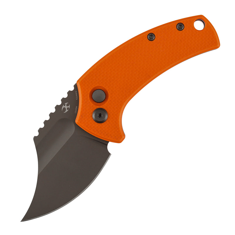 Kansept Wasp T2144F2 Gray TiCn Coated 154CM Blade Orange G10 Handle Button Lock Folding Knife
