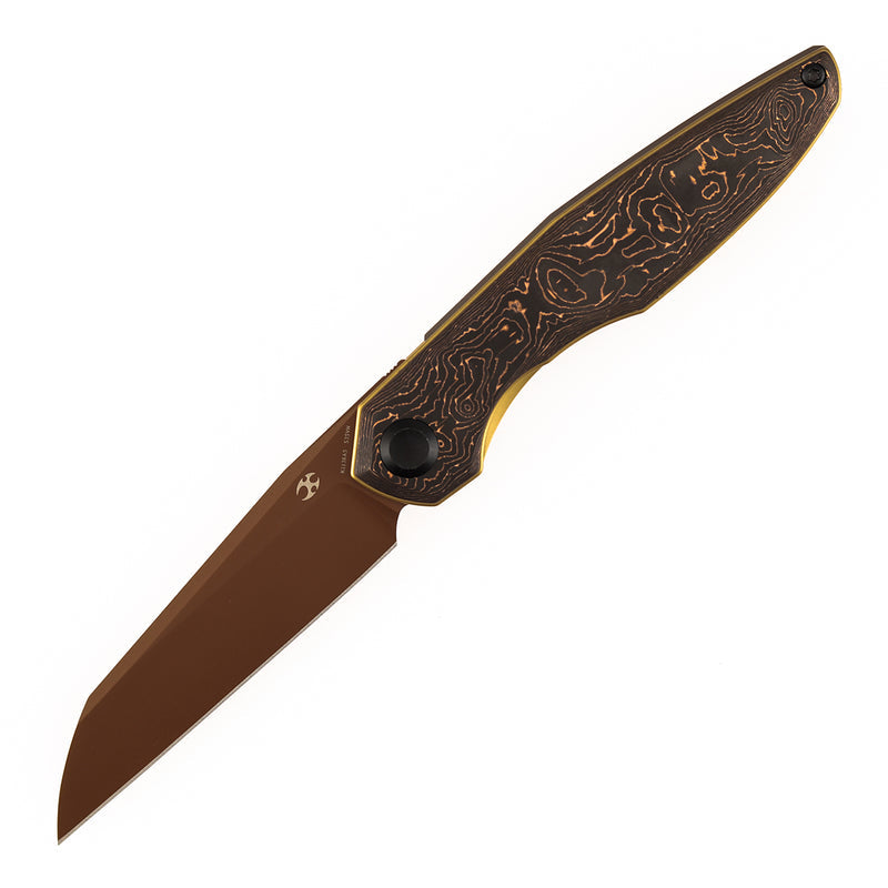 Kansept Halide K1136A5 Rose Gold Coated CPM-S35VN Blade Copper Carbon Fiber Handle Liner Lock Folding Knife