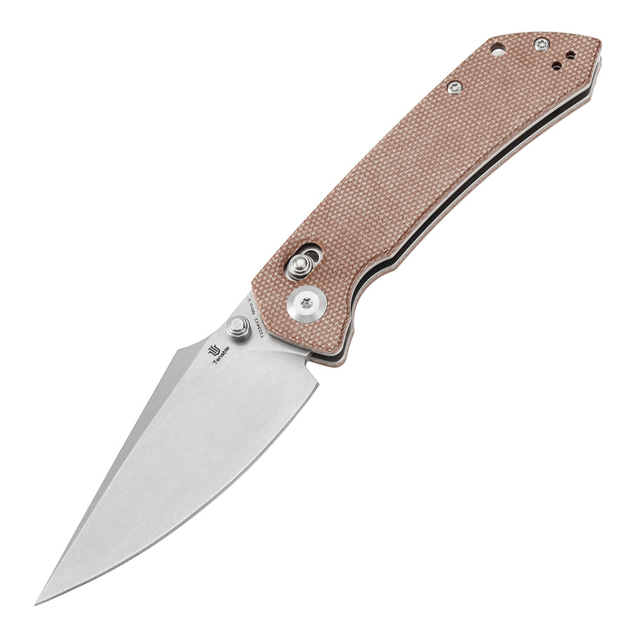 Tenable Fenrir T1034V2  Nito-V Blade Brown Micarta Handle Cross Bar Lock Folding Knife