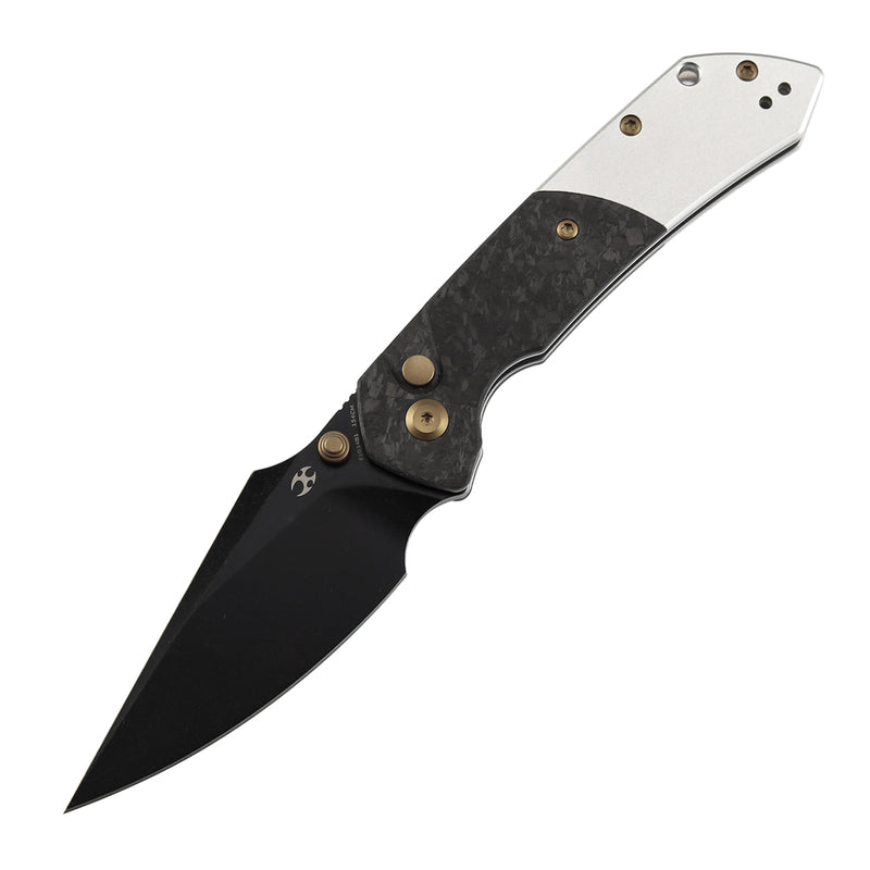 Kansept Fenrir T1034B1 Blackwash 154CM Blade Carbon Fiber with Aluminum Handle Button Lock Folding Knife