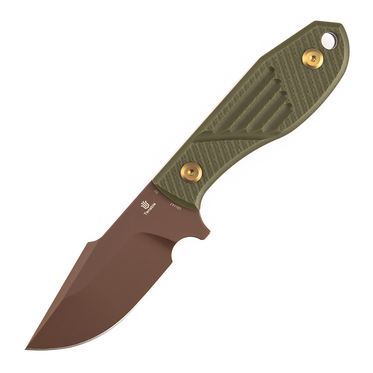 Tenable Tiny Dancer G014A7 Rose Gold D2 Blade Olive Green G10 Handle Fixed Blade Knife