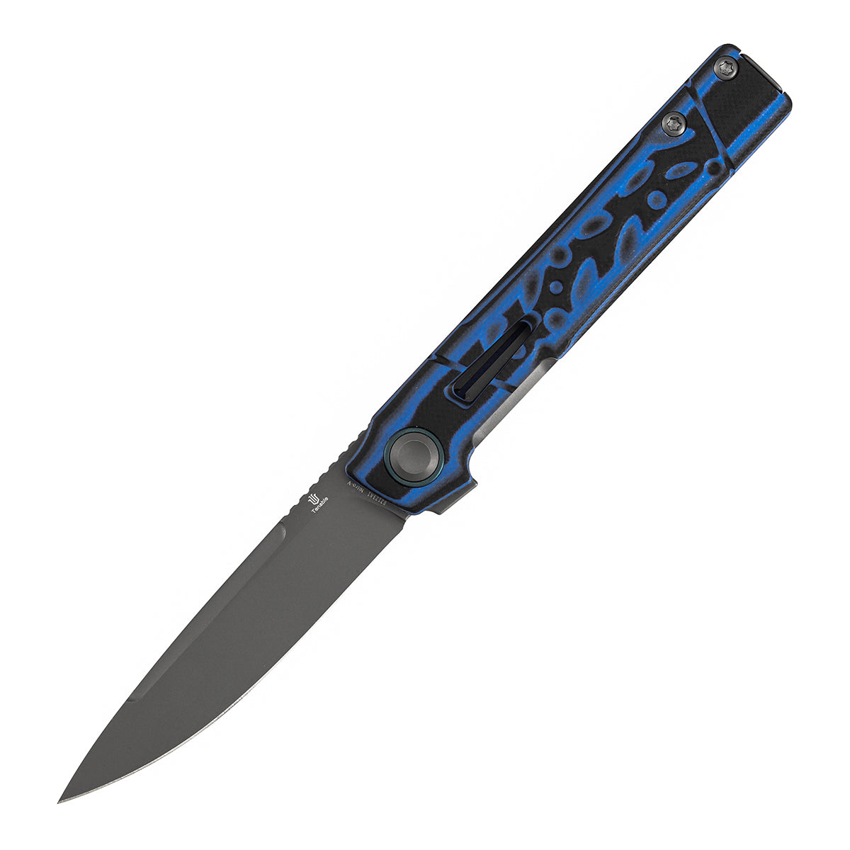 Tenable Kitpu B2123A1 Gray TiCn Coated Nitro-V Blade Blue & Black G10 Handle Liner Lock Folding Knife