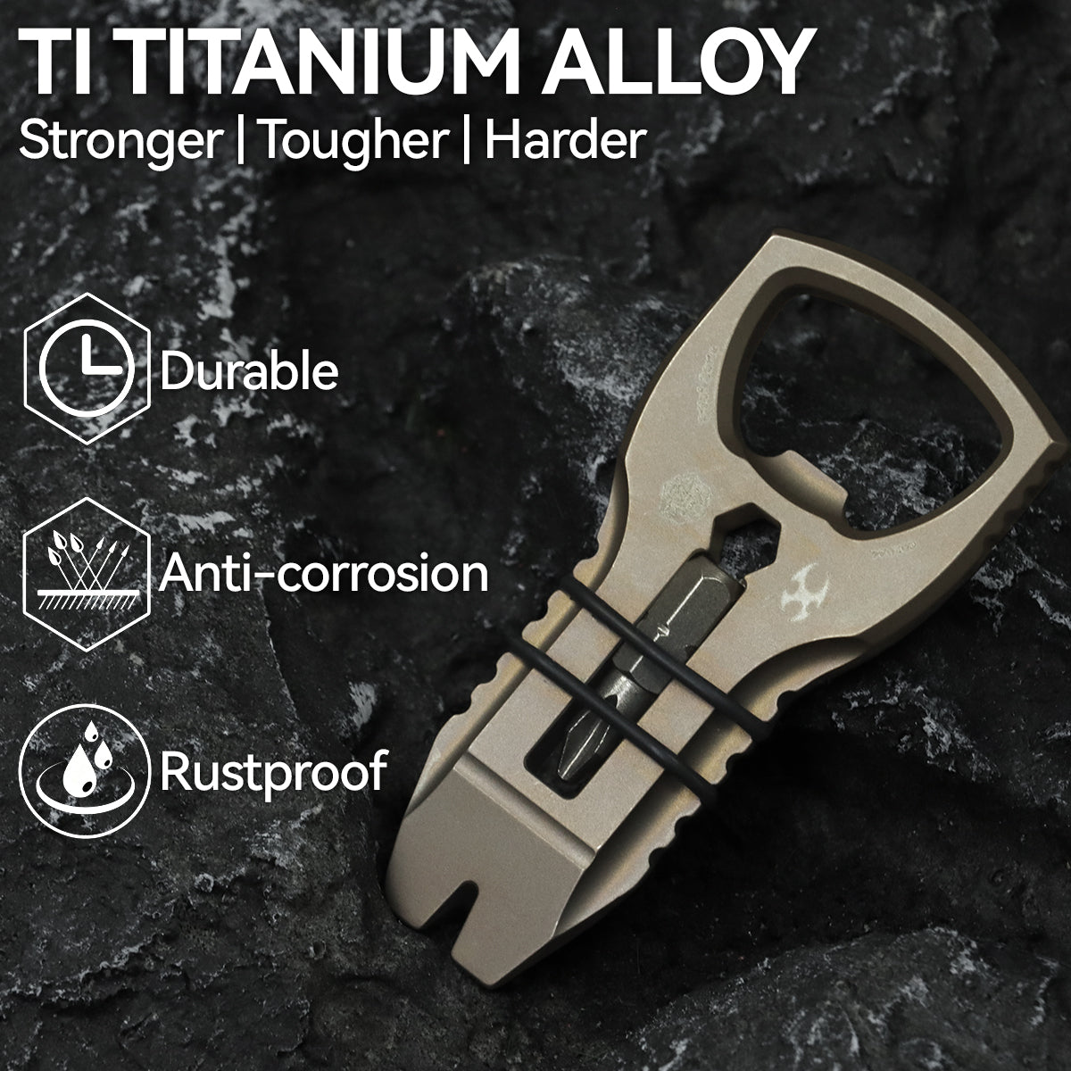 Kansept EDC PryOfSorts C010A4 EDC Multi-Tool Bronze Anodized Titanium Bottle Opener, Pry Bar & Screwdriver
