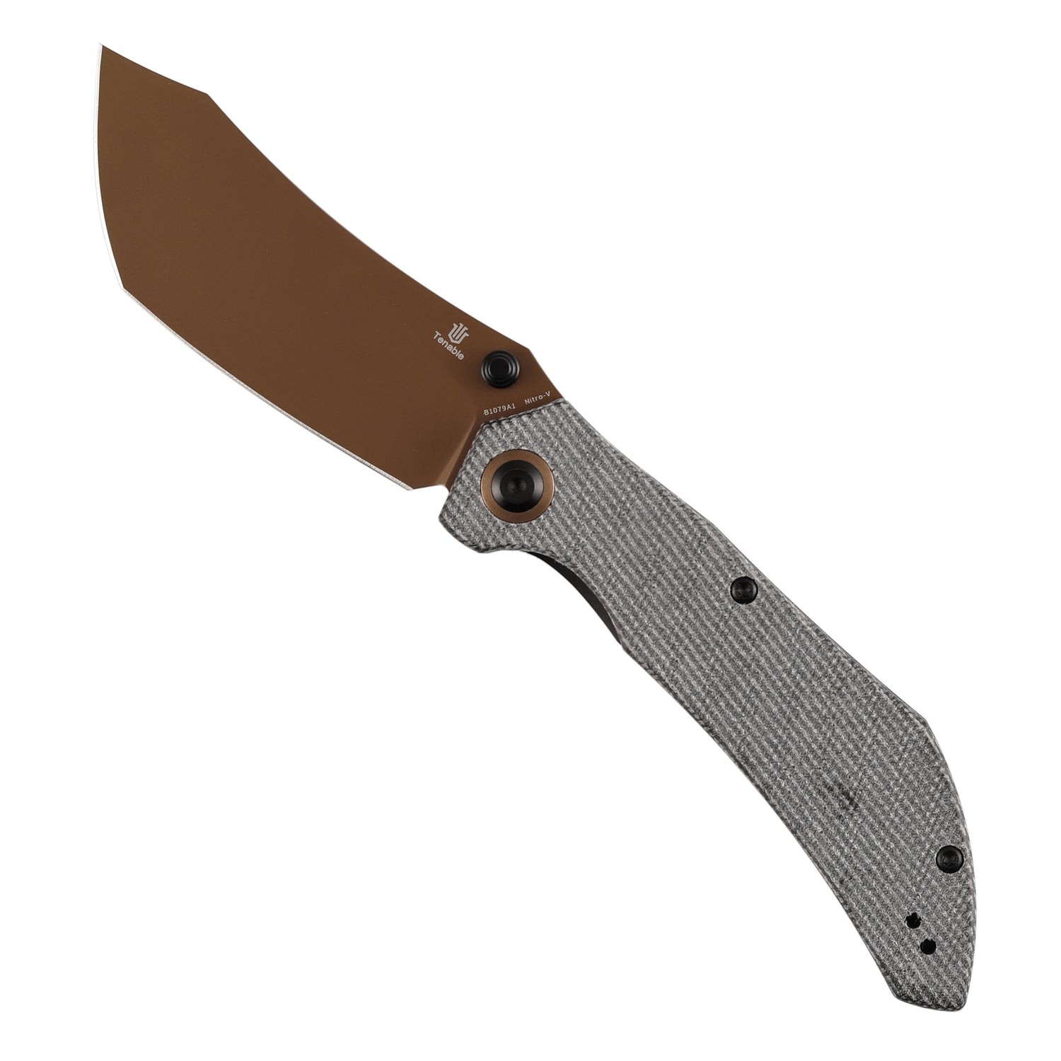 Tenable Tipper B1079A1 Rose Gold Nitro-V Blade Black Micarta Handle Liner Lock Folding Knife