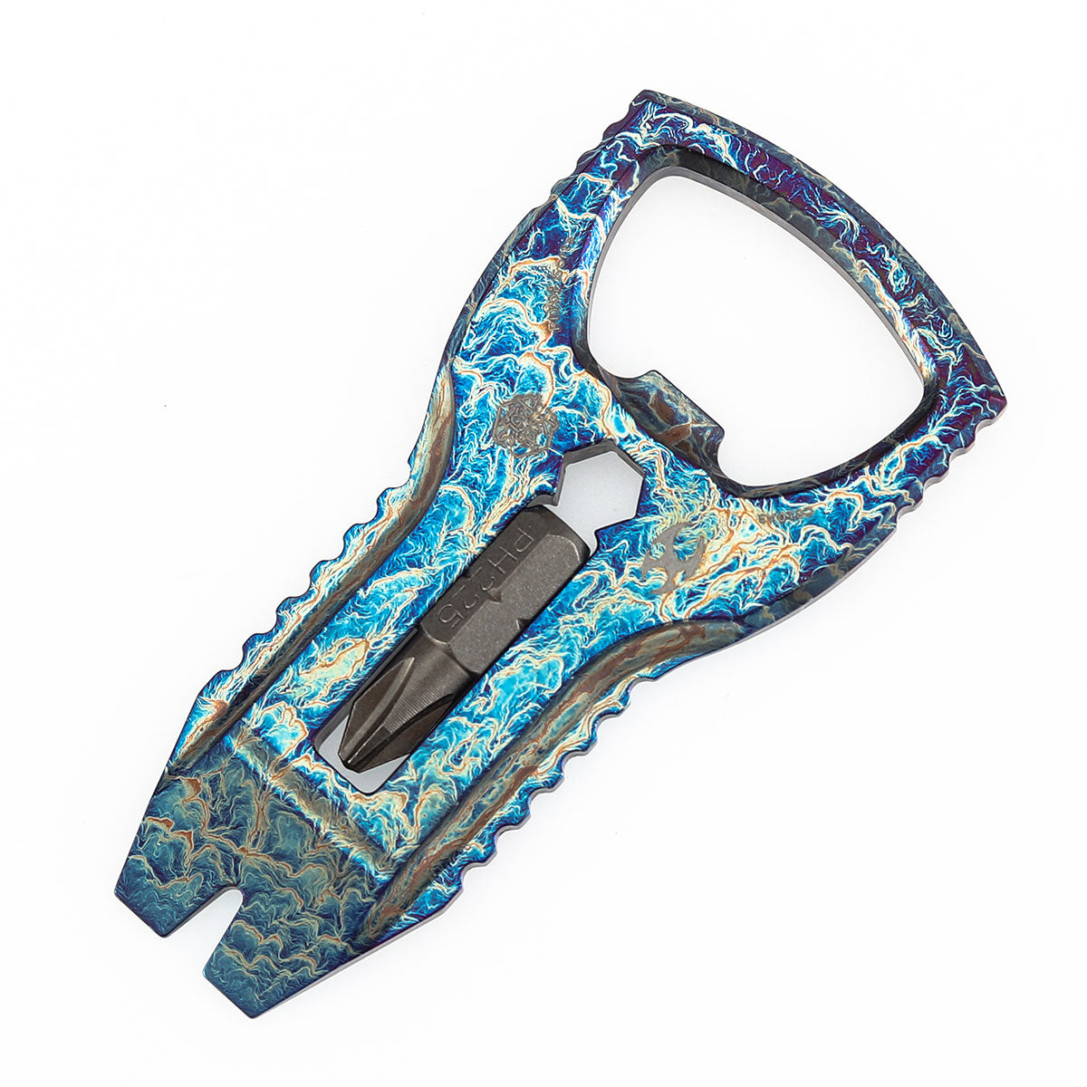 Kansept EDC PryOfSorts C010A3 EDC Multi-Tool Titanium with Lightning Strike Finish Bottle Opener, Pry Bar & Screwdriver