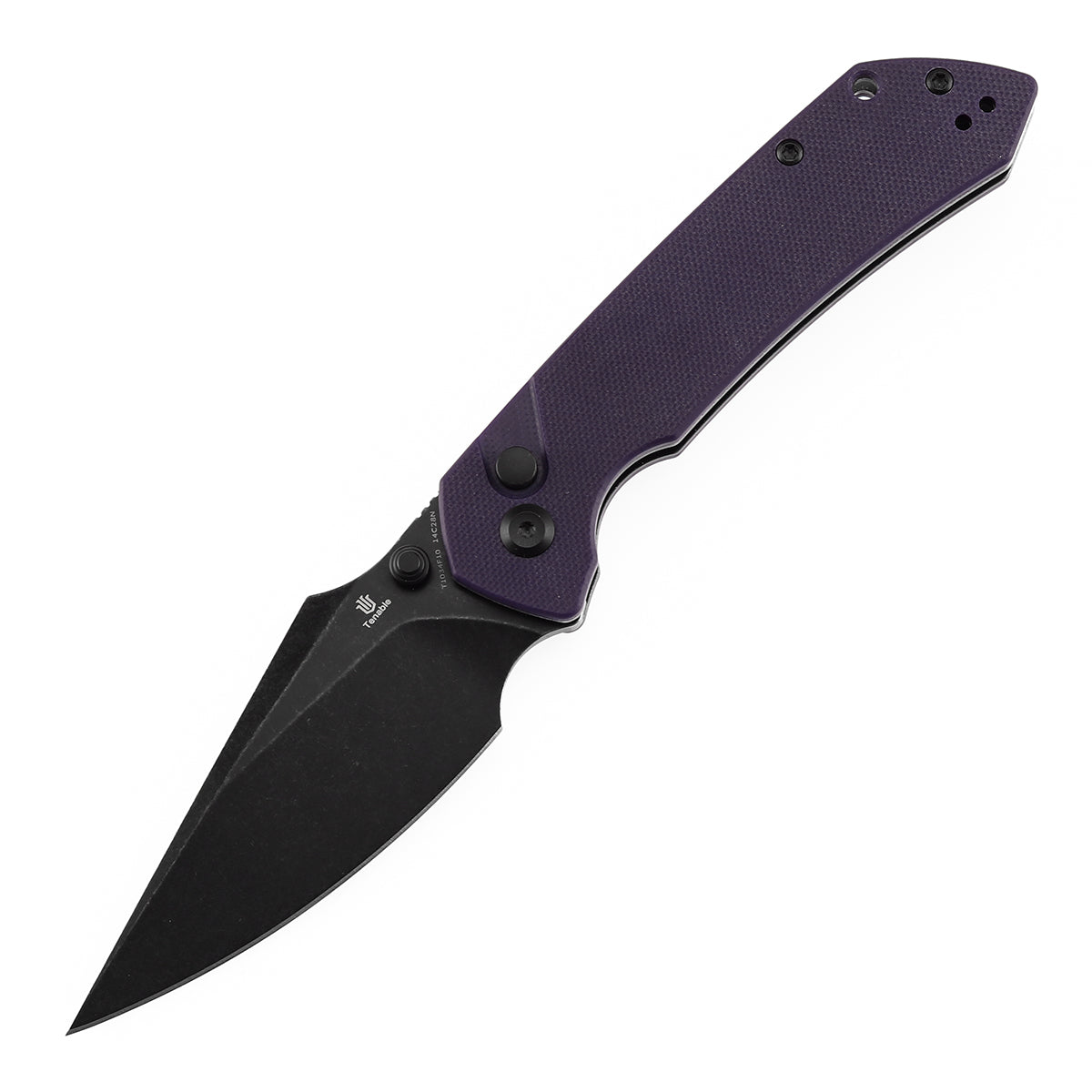 Tenable Fenrir T1034F10 14C28N Blade Purple G10 Handle Button Lock Folding Knife