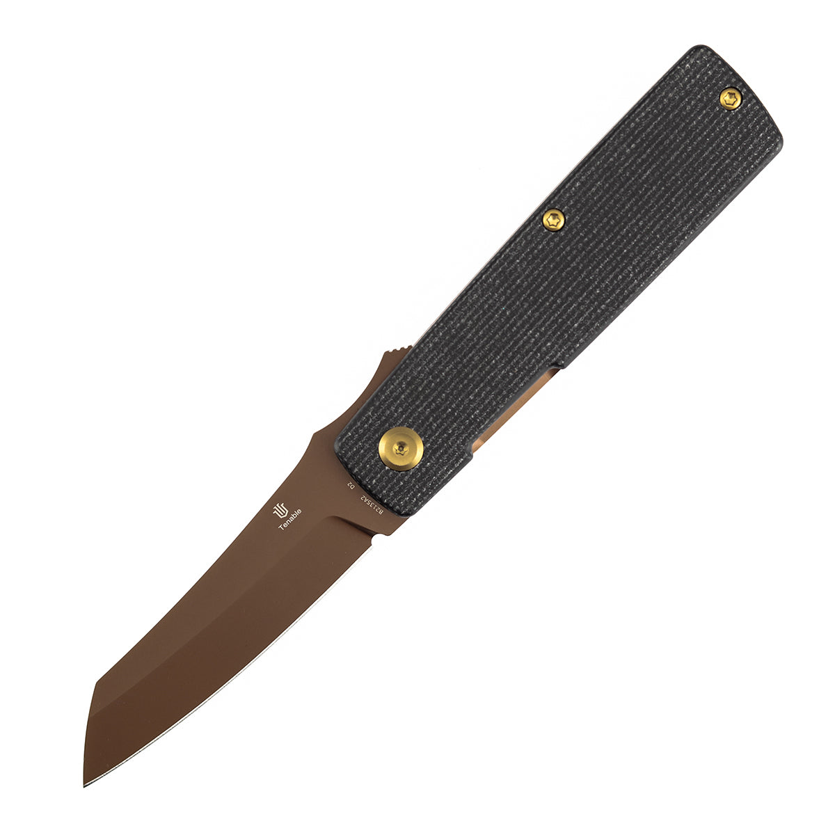 Tenable Higonokami B2135A2 Rose Gold Coated D2 Blade Black Micarta Handle Liner Lock Folding Knife