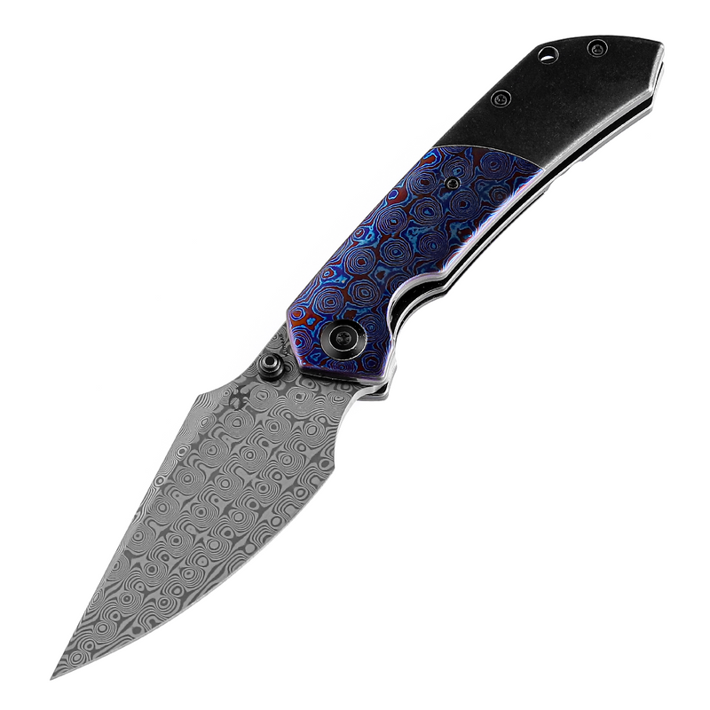 Kansept Knives Fenrir K1034A8 Damascus Blade Titanium + Timascus Handle Liner Lock Folding Knives