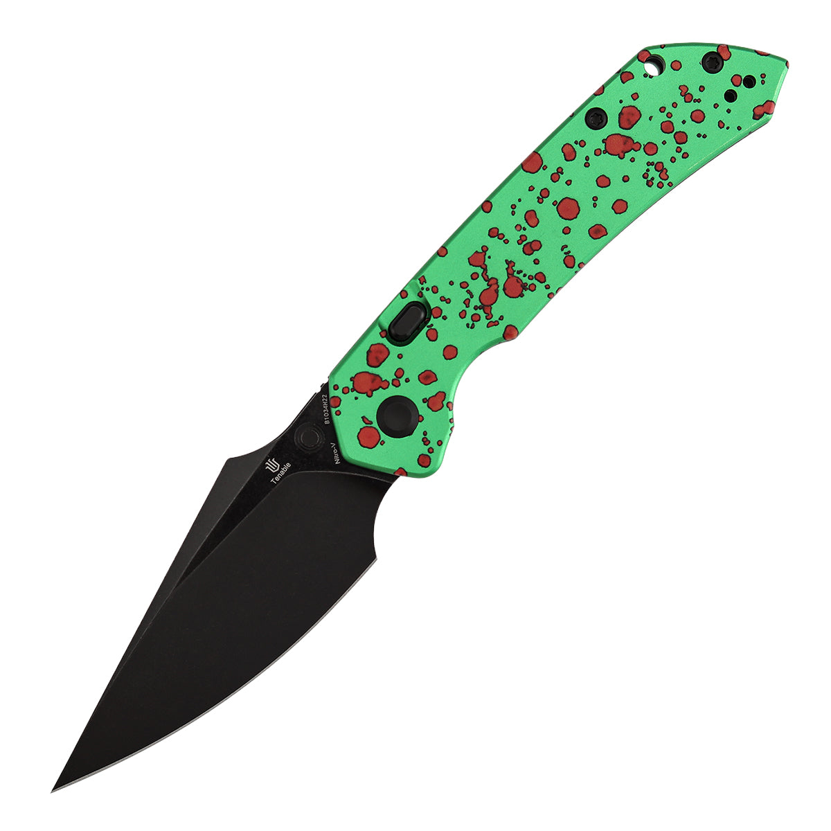 Tenable Fenrir B1034H22 Blackwash Nitro-V Blade Green Aluminum Handle Top Liner Lock Folding Knife