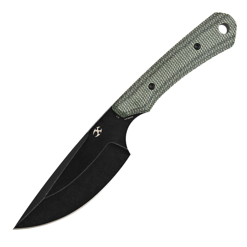 Kansept Flank G006A4 Black Stonewashed D2 Blade Green Micarta Handle Fixed Blade Knife