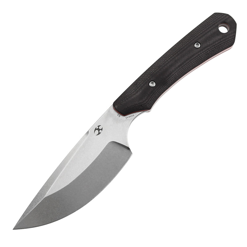 Kansept Flank G006A2 Stonewashed D2 Blade Black & Red D2 Blade G10 Handle Fixed Blade Knife