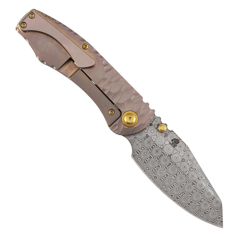 Kansept Caveman K1110A6 Damascus Blade Titanium Handle Frame Lock Folding Knife
