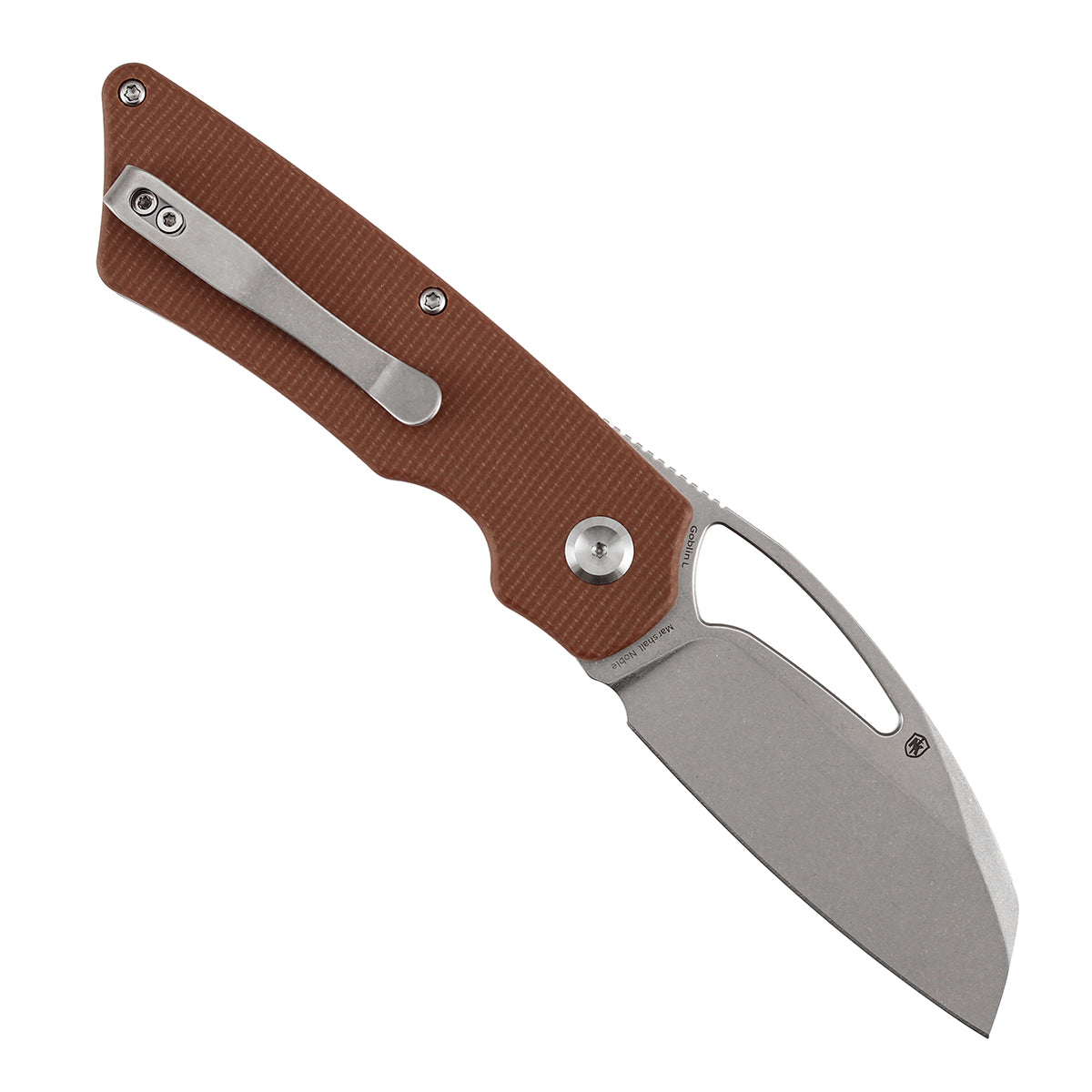 Tenable Goblin L B3016A4 Stonewashed 14C28N Blade Brown Micarta Handle Liner Lock Folding Knife
