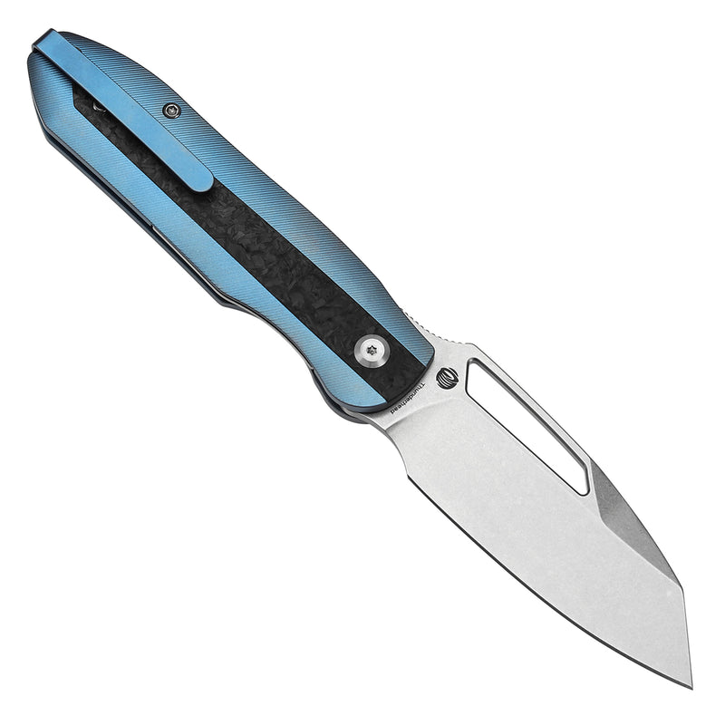 Kansept Thunderhead K1106A3 CPM-S35VN Blade Blue Titanium with Shred Carbon Fiber Inlay Handle Frame Lock Folding Knife