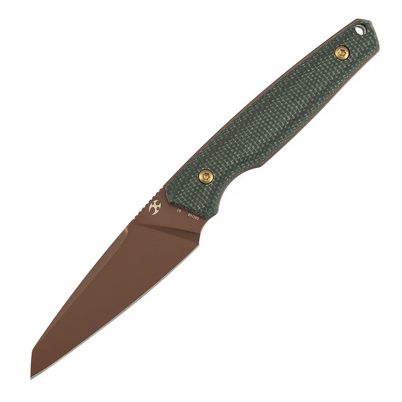 Kansept Parr G011A8 Rose Gold D2 Blade Green Micarta Handle Fixed Blade Knife