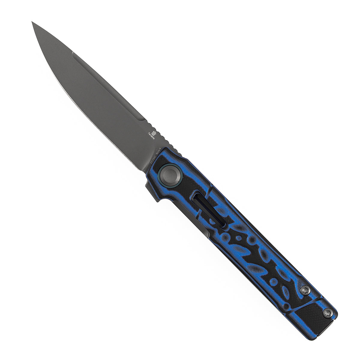 Tenable Kitpu B2123A1 Gray TiCn Coated Nitro-V Blade Blue & Black G10 Handle Liner Lock Folding Knife
