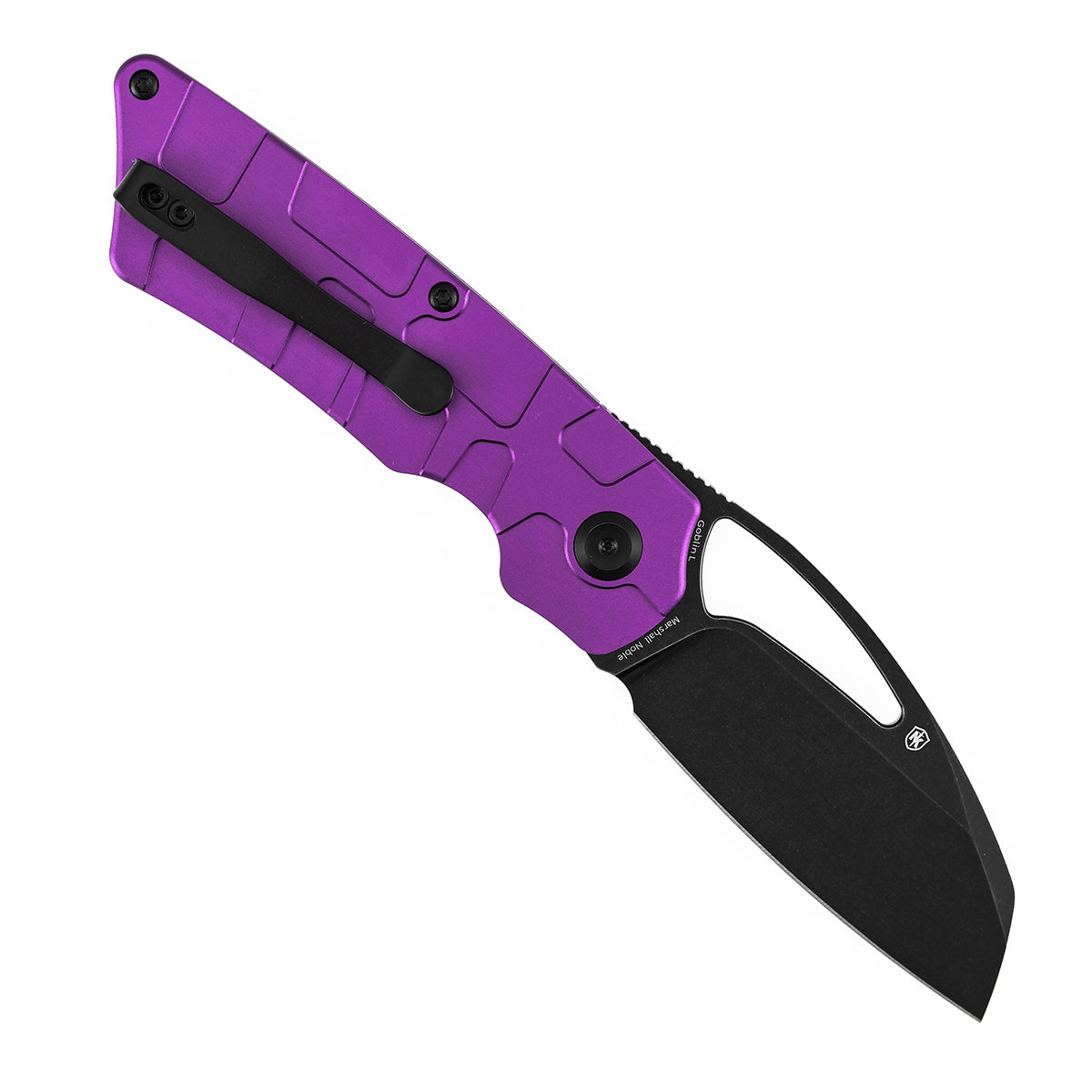 Tenable Goblin L B3016A3 Blackwash 14C28N Blade Purple Anodized Aluminum Handle Liner Lock Folding Knife