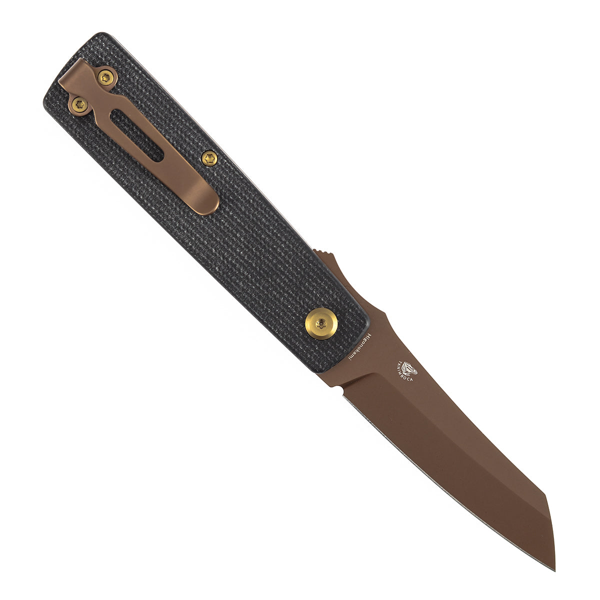 Tenable Higonokami B2135A2 Rose Gold Coated D2 Blade Black Micarta Handle Liner Lock Folding Knife
