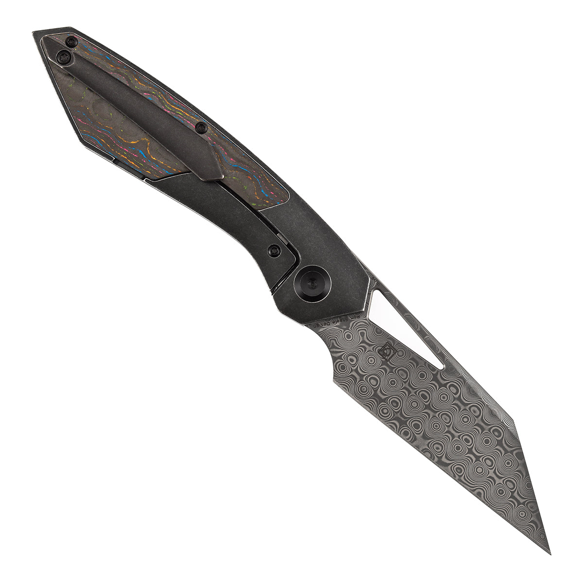 Kansept Strip K1113A4 Damascus Blade Carbon Fiber+Blackwash Titanium Hnadle Frame Lock Folding Knife