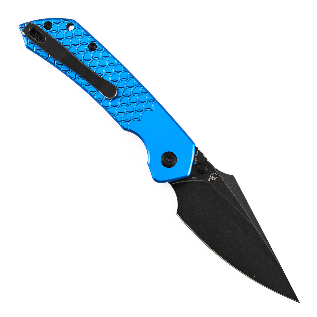Tenable Fenrir B1034H92 Blackwash Nitro-V Blade Dark Blue Anodized Aluminum Handle Top Liner Lock Folding Knife