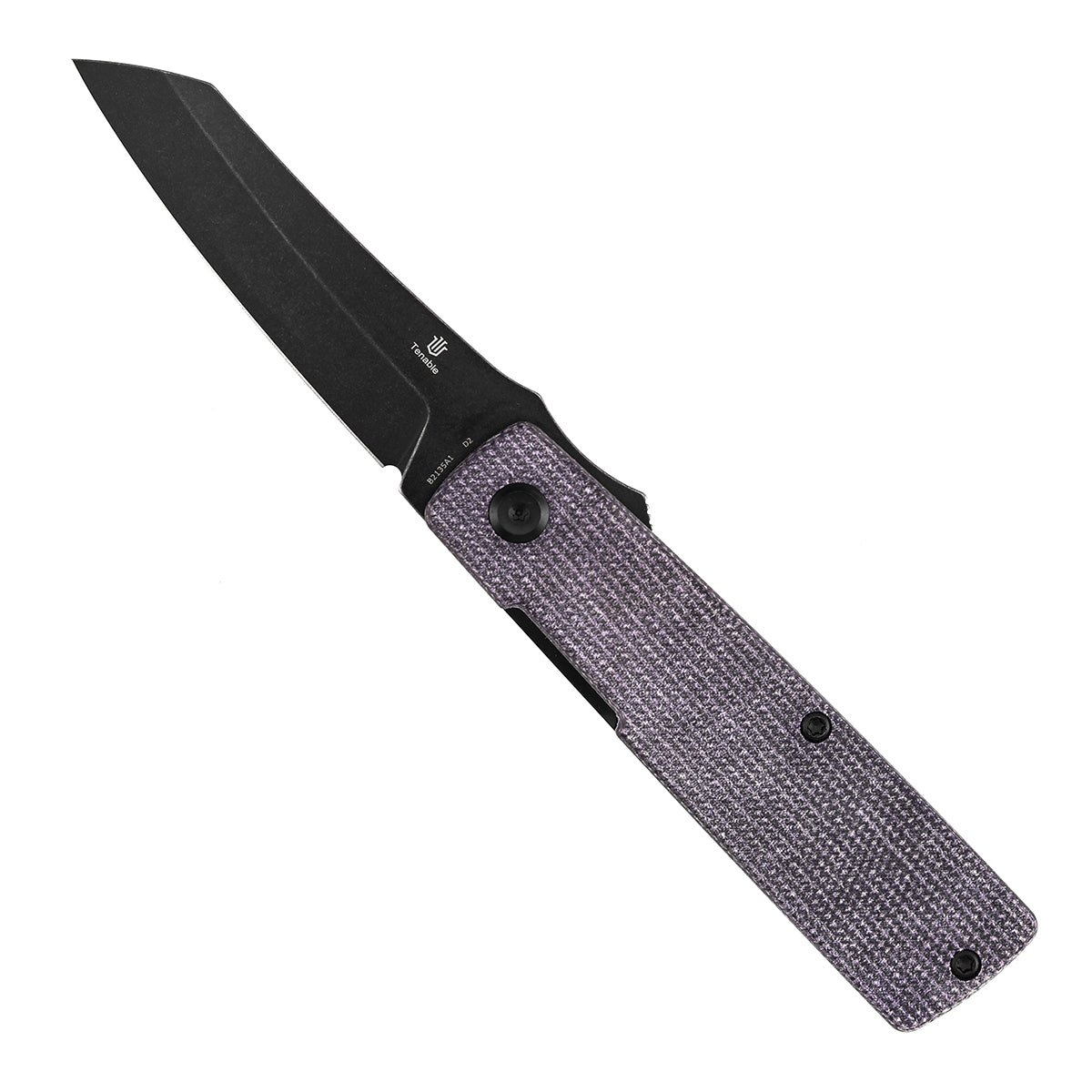 Tenable Higonokami B2135A1 Black Stonewashed D2 Blade Purple Micarta Handle Liner Lock Folding Knife