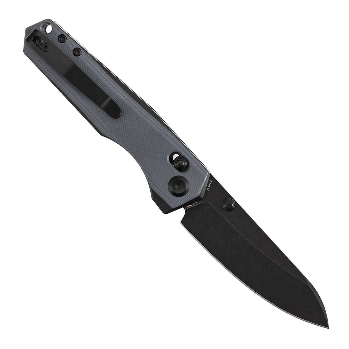 Tenable Beaver T1105V7 Blackwash Nitro-V Blade Gray and Black G10 Handle Crossbar Lock Folding Knife