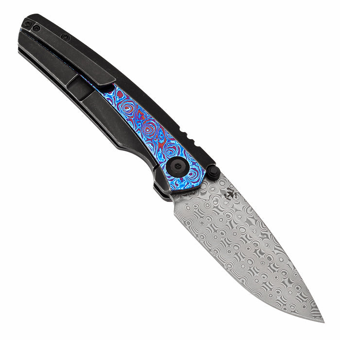 KANSEPT Raven K2109A4 Damascus Blade Titanium wtih Timascus Handle Frame Lock